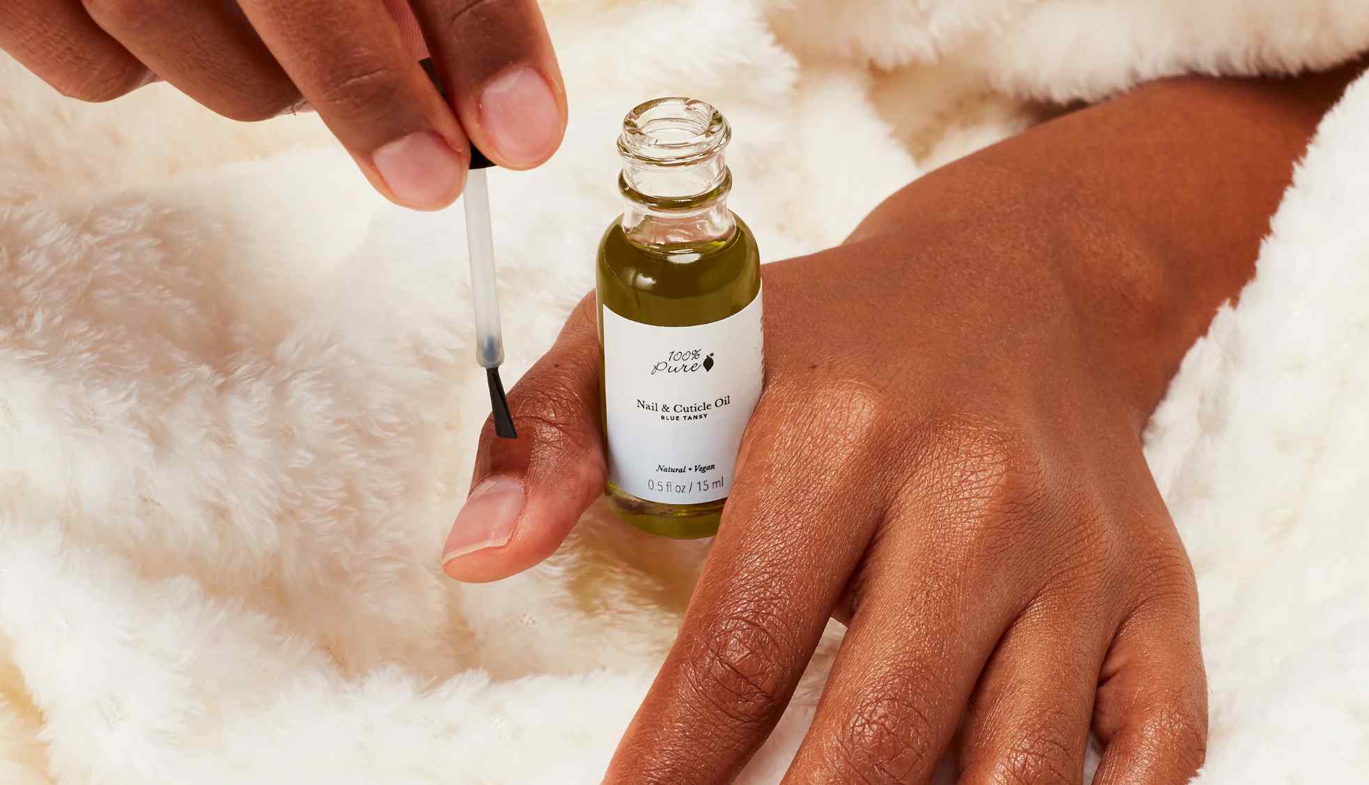 The oil benefits nails by moisturizing and nourishing the cuticles and nail bed.